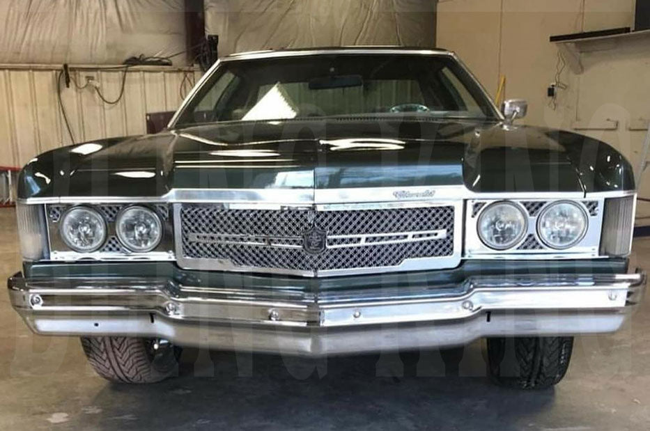 1974 Chevy Caprice Impala Chrome Grill Dual Weave Tiarra Mesh Grille w/ Head Light Bezels