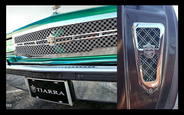 1986-1990 Chevy Caprice Chrome Grill Dual Weave Mesh Tiarra Grille w/ Door Jamb Vents