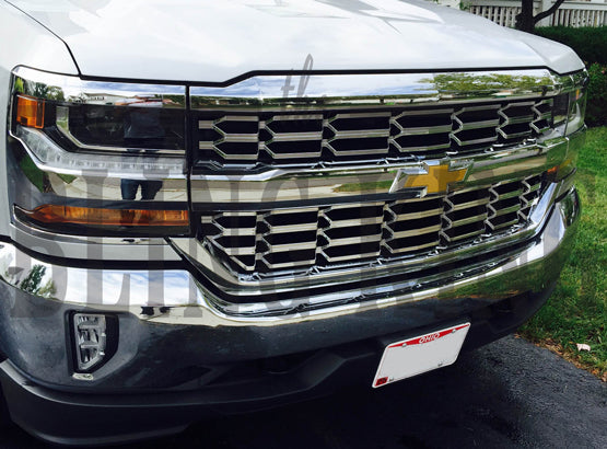 2019 Chevy Silverado Legacy 1500 chrome mesh grille grill insert overlay LT WT