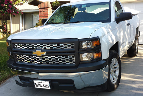 2014-2015 Chevy Silverado Chrome Mesh Grille Insert Overlay Trim