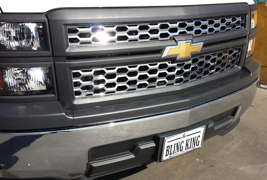 2014-2015 Chevy Silverado LTZ Chrome Mesh Grille Insert Overlay Trim