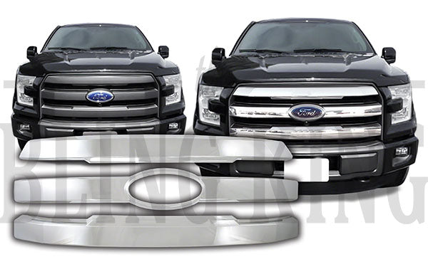 2015-2017 Ford F150 Chrome Grille Insert Overlay Trim (Lariat/King Ranch/FX4)