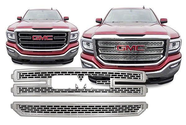 2016-2018 GMC Sierra Chrome Mesh Grille Insert Overlay Trim BASE/SLE/WT